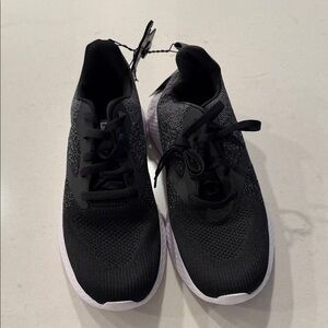 Athletic Works Black Knit Sneakers with White Sole size 10